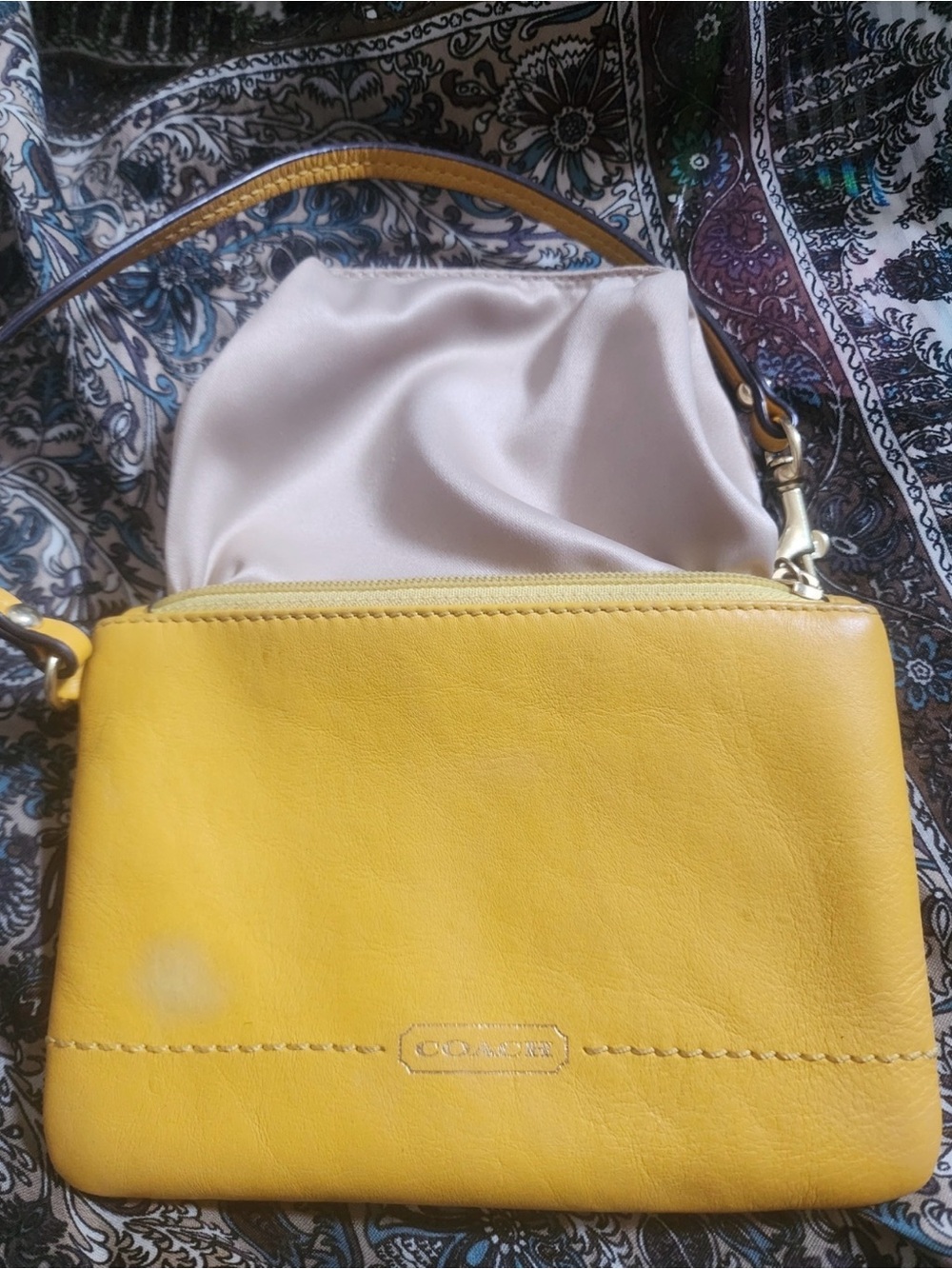 Coach Yellow Leather Wristlet Shoulder Bag